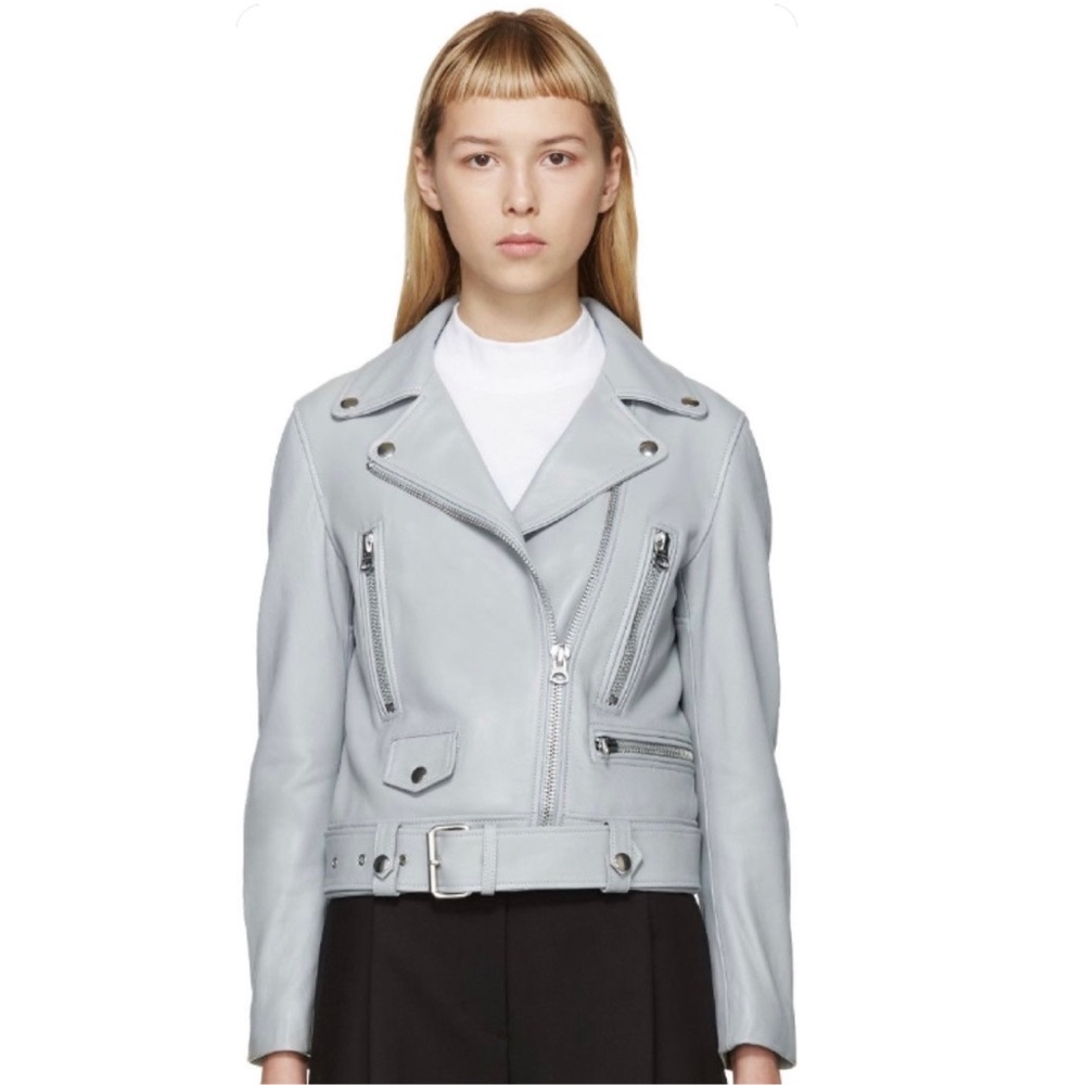 Acne Studios Stone Gray Leather Jacket